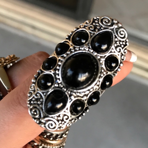 Silver plated boho faux onyx ring size 8 - Picture 4 of 8